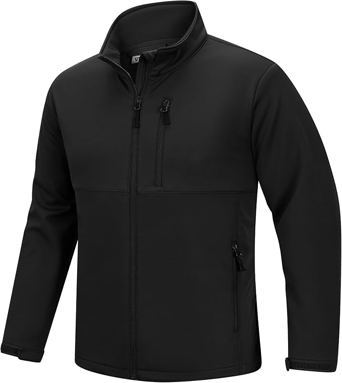 Outdoor Ventures Men's Softshell Jacket Waterproof Fleece Lined Rain Shell Jacket Lightweight Windbreaker for Hiking Travel