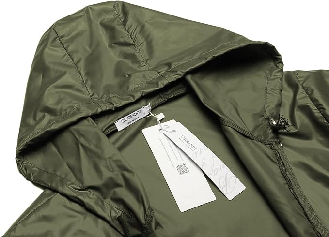COOFANDY Mens Packable Rain Jacket Lightweight Waterproof Raincoat with Hood Outdoor Rain Gear Travel Hiking Cycling