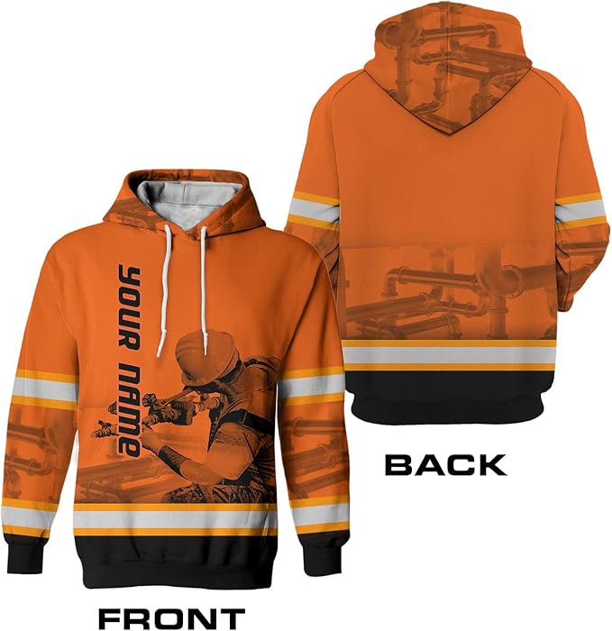 Matedecor High Visibility Hi Vis Hoodie for Men - Jobs Collection Custom Name Class 3 Reflective Safety Workwear
