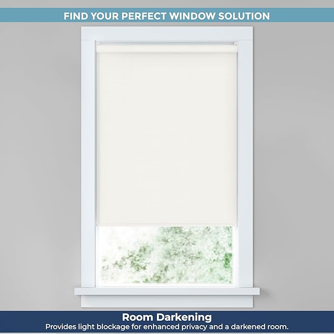 LEVOLOR Basics Cordless Fabric Roller Shade, Easy to Install Blackout Shades for Windows, Neutral White, Fits up to 36” Width and 72” Length, Home Solution for Any Space or Room Decor