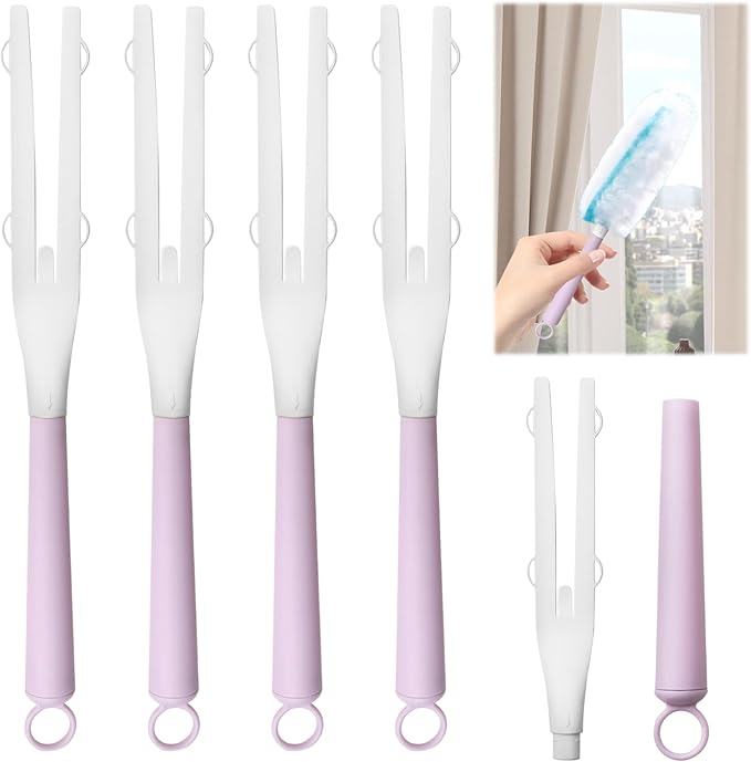 Duster Handles Replacement 4 Pcs, Detachable Extendable Mop Handle Compatible with Swiffer Dusters, for Household/Hotel/Office/Dorm/Restaurant Corner Cleaning(Sticks Only, Purple)