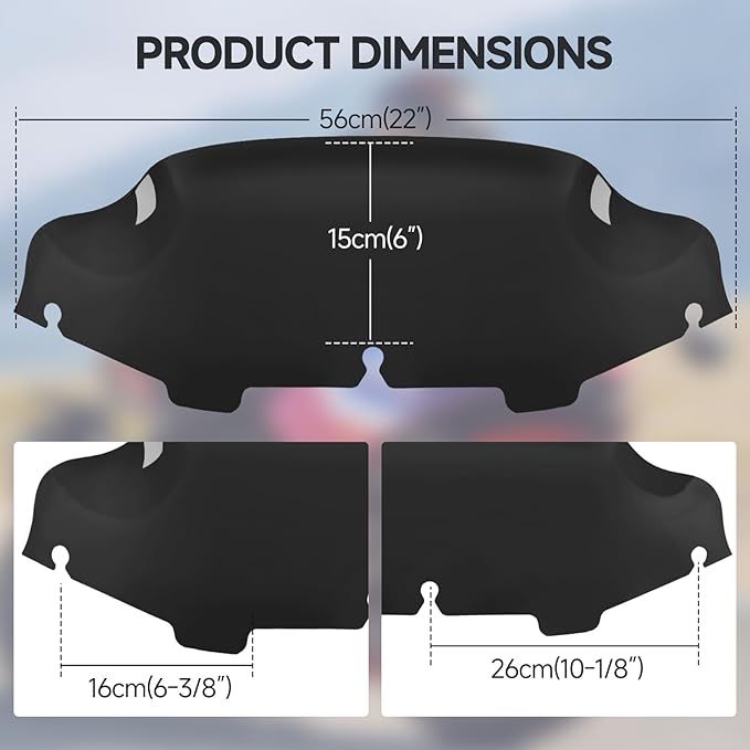 Motorcycle 6 inch Windshield Windscreen Windshield Fit For 1996-2013 Harley Davidson Touring Street Glide Electra Glide Tri Glide Flht Flhx Flhtk Flhtc Flhtcu, Black