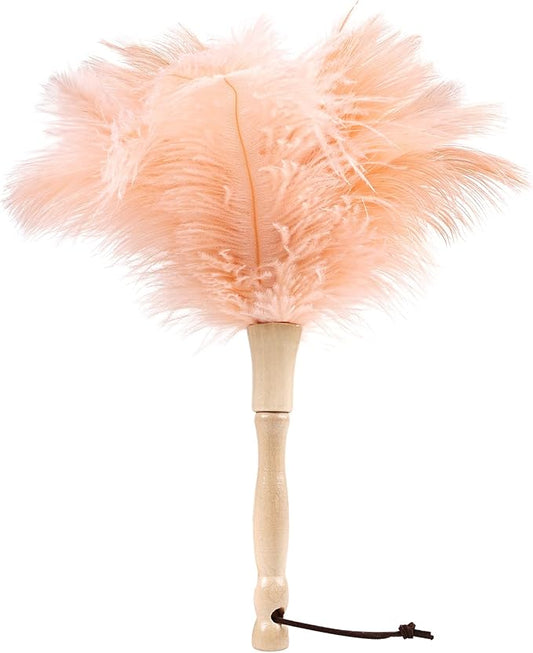 Ostrich Feather Duster 12 Inch Handheld Duster Supplies, Wooden Handle Feather Duster for Cleaning Keyboard Home Car Office (Champagne)