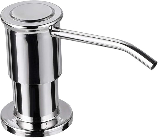 SAMODRA Sink Soap Dispenser, Stainless Steel Pump Head-Built in Design Refill Liquid from The Top with 17 OZ Bottle-3.15 Inch Threaded Tube (Chrome)