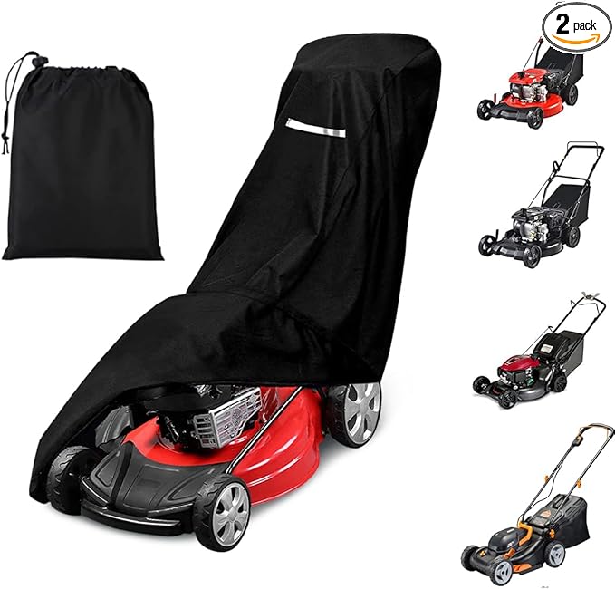 Outdoors Lawn Mower Cover Waterproof Heavy Duty Push Lawn Mower Covers Storage Tear-Resistant, UV Protection Universal Fit with Drawstring & Cover Storage Bag, Waterproof Lawnmower Covers for Outdoor