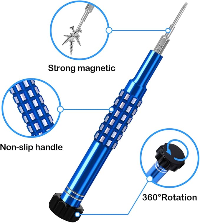GISVAR 15PCS Precision Screwdriver Set with S2 Steel Magnetic Bits for Glasses, Watches, Laptop Repair | Includes Oxford Pouch, Magnetizer, Tweezers & Pry Tools