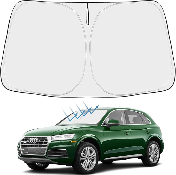 Proadsy 2025 Upgrade Front Windshield Sun Shade Foldable Sunshade Protector Custom Fit 2018-2024 2025 Audi Q5 SQ5 Premium, Premium Plus, Prestige Crossover SUV Winter Accessories