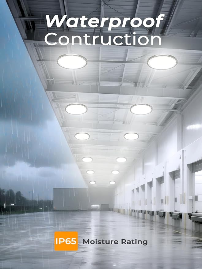 150W UFO LED High Bay Lights 22500LM, IP65 Waterproof Led Shop Lights & Garage Lights, 120-277V Wide Voltage for Warehouse Workshop Factory Gym Barn (10 Pack)
