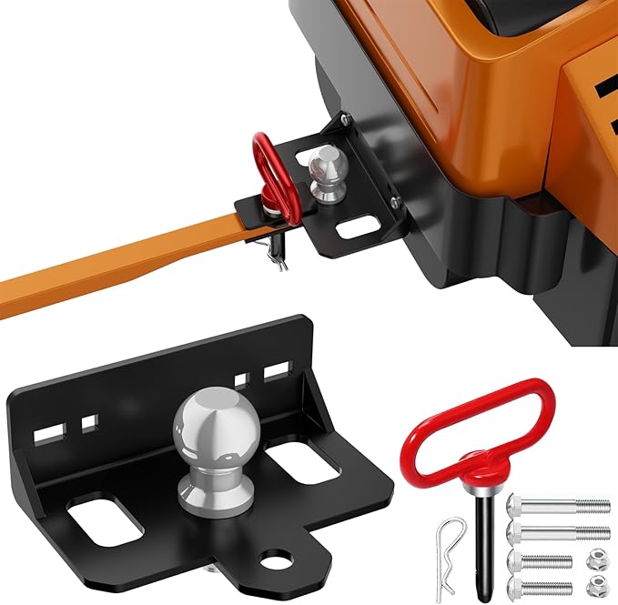 Upgraded Zero Turn Lawn Mower Hitch with 2" Hitch Ball & Hitch Pin, 6mm Thicker Heavy Duty Steel Bolt On Trailer Hitch, Compatible with Many Models Lawn Mower, Tractor, Trailer, Golf Cart, ATV Etc.