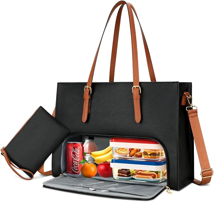 KKXIU Lunch Tote Bag for Women 15.6 Inch Laptop Briefcase Professional Work Purse with Insulated Lunch Compartment Handbags
