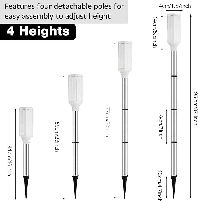 Macarrie 4 Pcs Solar Powered Driveway Markers Reflective Lights Driveway Reflectors on Poles for Snow Road Outdoor Yard Entrance (White)