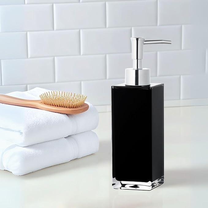 Premium Black Soap Dispenser for Bathroom and Kitchen, Refillable Hand Soap Dispenser, Dish Soap Pump Bottle