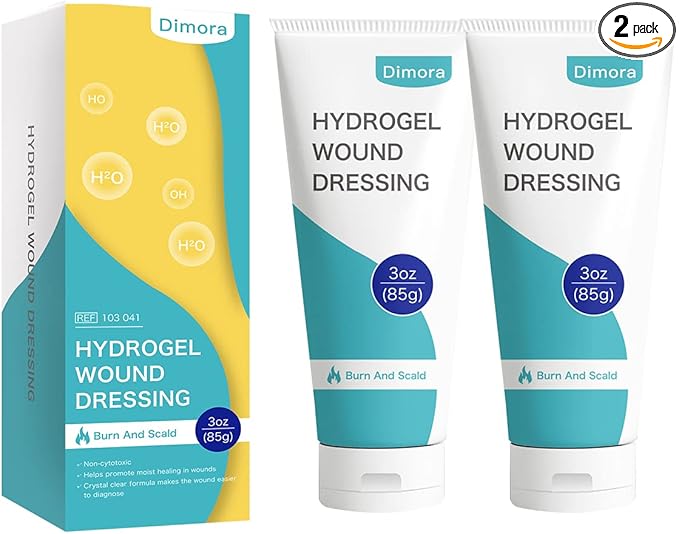 Dimora 2 Packs 6oz Hydrogel First Aid Ointment, Burn Injury Soothing Gel, Skin Repair Cream for Emergency Burn, Postoperative Incisions, Bruises, Debridement Wound Care