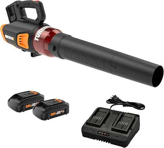 WORX WG584 40V Cordless Leaf Blower, Electric Blower for Lawn Care wth Brushless Motor, 2 Batteries & Charger Included