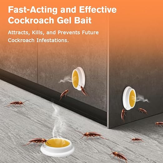 16 Pack Cockroach Gel Bait, Highly Effective Roach Gel Bait Indoor Infestation Solution, Fast Acting Cockroach Killer Indoor Home Kitchen Use, Easy to Apply & No Mess Roach Bait, Long-Lasting
