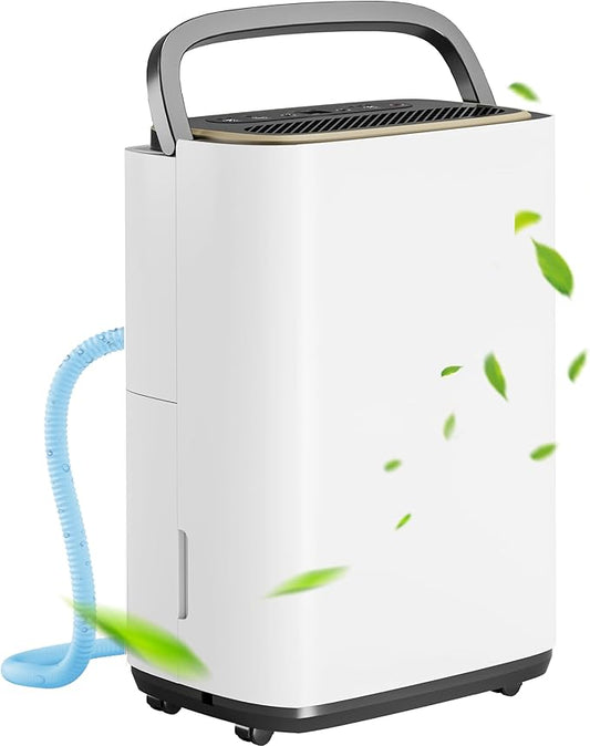 5000 Sq.Ft Dehumidifier, 50PT/24H Dehumidifiers with Drain Hose for Basement, Large Compressor Dehumidifier for Basement/Laundry/Bedroom/Office, Dehu/Dry/Air Mode, Humidity Display/Timer/Child Lock