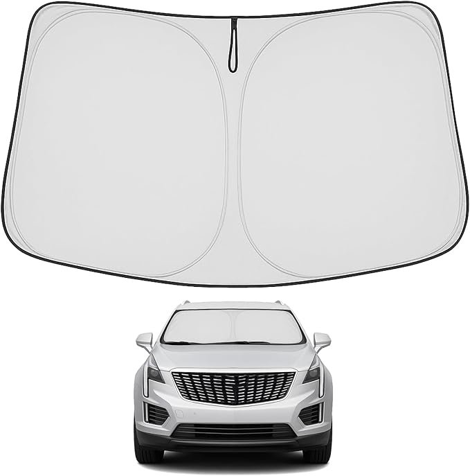 Proadsy 2025 Upgrade Windshield Sun Shade Custom Fit Cadillac XT5 2017-2025 4-Layer Foldable Front Sunshade Protector Sun Visor Blocks UV Rays Keep Car Cooler Accessories
