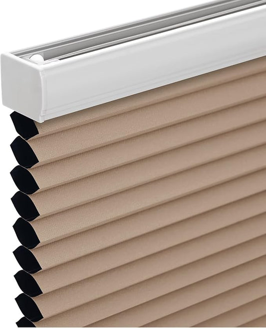 Changshade Cordless Cellular Shades, Blackout Honeycomb Shades for Windows, Pull Down Pleated Blinds, Easy to Install for Indoor Windows and French Doors,24" W x 36" H, Light Brown