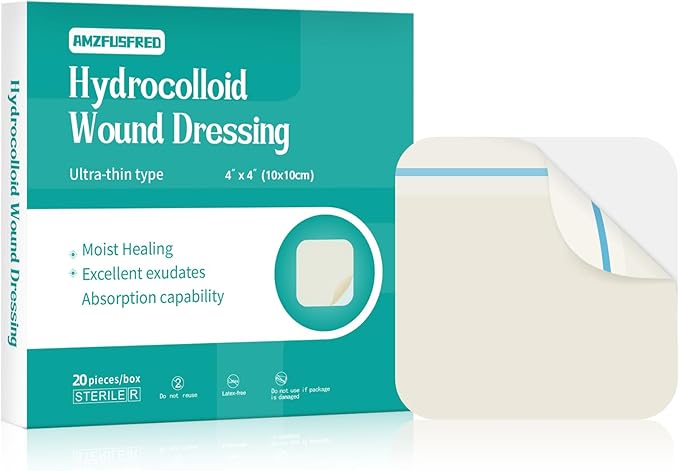 Hydrocolloid Dressing Bandages 4x4 Inch 20 Pack Waterproof Wound Care Pads Hydrocolloid Patch Bandage Adhesive Gel Cushioning Promotes Faster Healing