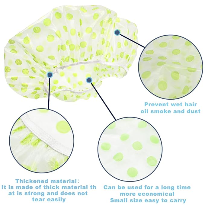 18Pcs Plastic Shower Caps for Women Waterproof Bath Caps Bathing Hair Cap Reusable Shower Caps for Shower,Spa,Salon,Housework,Girls,Home,Travel (Green)