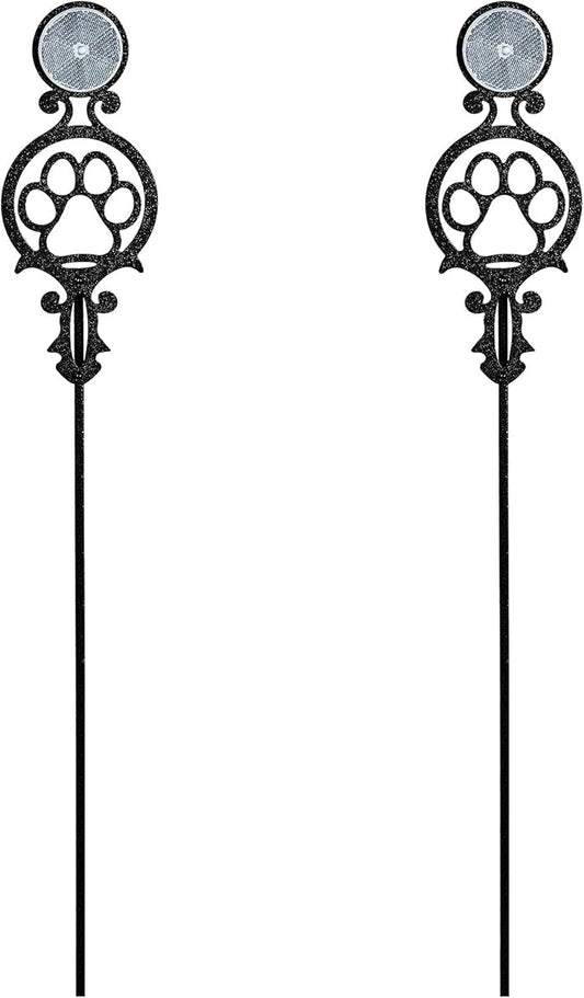 Touch of Class Pathways Reflective Driveway Marker Stake Set of Two for Outdoor Use | Paw Print Design | Personalized Tall Reflector Set of 2 | Black Durable Finish