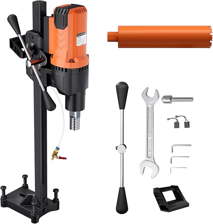 8" Diamond Core Drill Machine with Stand, 2500W Wet & Dry Concrete Core Drilling Rig, 750RPM Heavy Duty Core Drill Press for Concrete Brick Stone Masonry, Max Depth 23.6"
