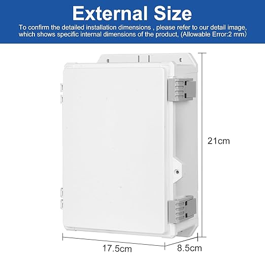 Electrical Junction Box 11"x7.4"x3.3" ABS Waterproof Enclosure Plastic Weatherproof Project Box with Internal Mounting Panel Hinged Cover (Grey Plastic)