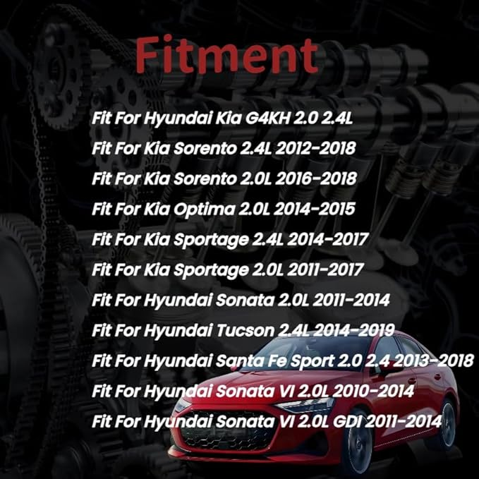 G4KJ G4KH Timing Chain Kit w/VVT Gear Fit For Kia Sorento Sportage Optima Hyundai Sonata Santa Fe 2.4L 2.0L 2011-2018, 24321-2G111 24350-2G750 24370-2G750