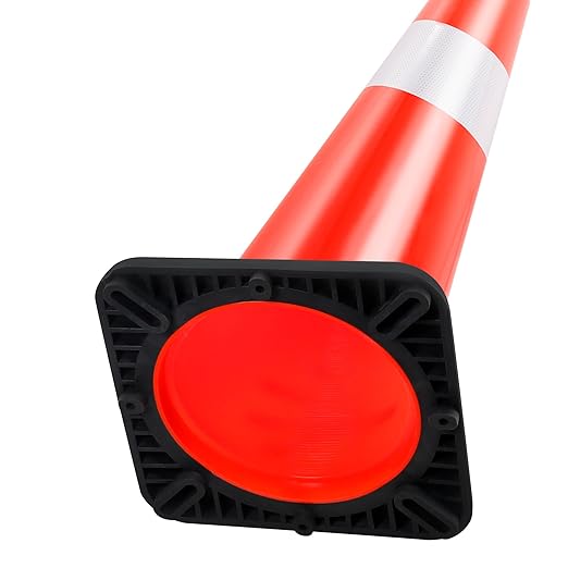 RELIANCER 8PCS 36" Traffic Cones PVC Safety Road Parking Cones with Black Weighted Base w/6"&4" Reflective Collars Fluorescent Orange Hazard Cones Construction Cones for Traffic or Home Improvement