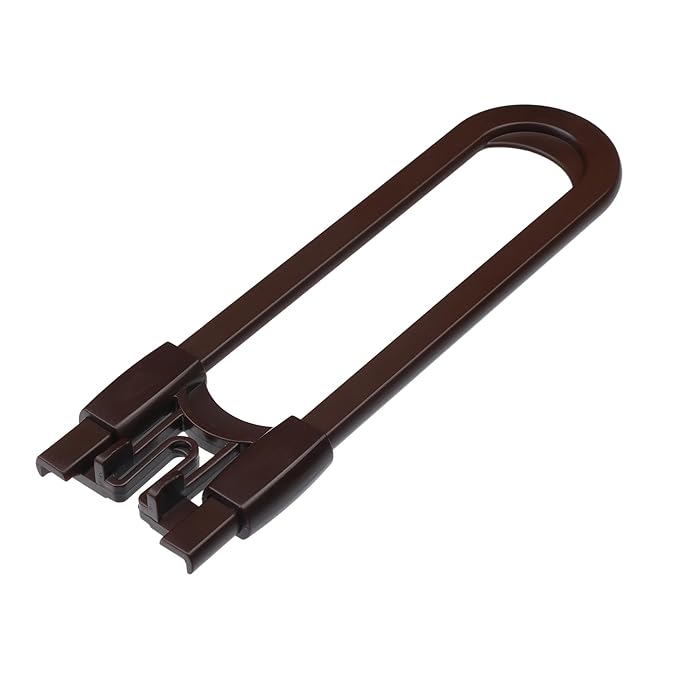 Sliding Cabinet Locks Baby Proofing – Adjustable Child Safety Latches for Knobs & Handles – 2 Pack – No Adhesive Drilling or Tools - Brown