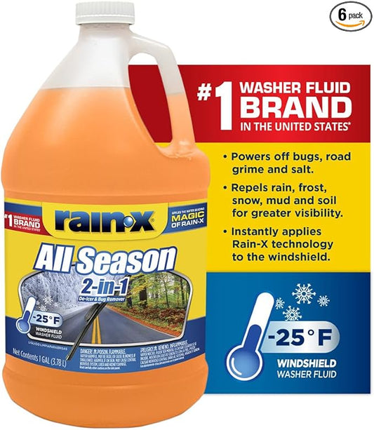 Rain-X All Season 2-In-1 Windshield Washer -25°F - 1 Gallon (Pack of 6)