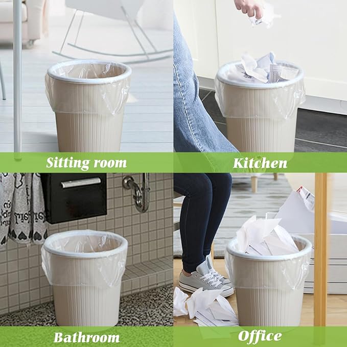 1.2 Gallon 220 Counts Strong Trash Bags Garbage Bags, Bathroom Trash Can Bin Liners, Small Plastic Bags for home office kitchen, fit 5 Liter 5L, 1Gal, Clear