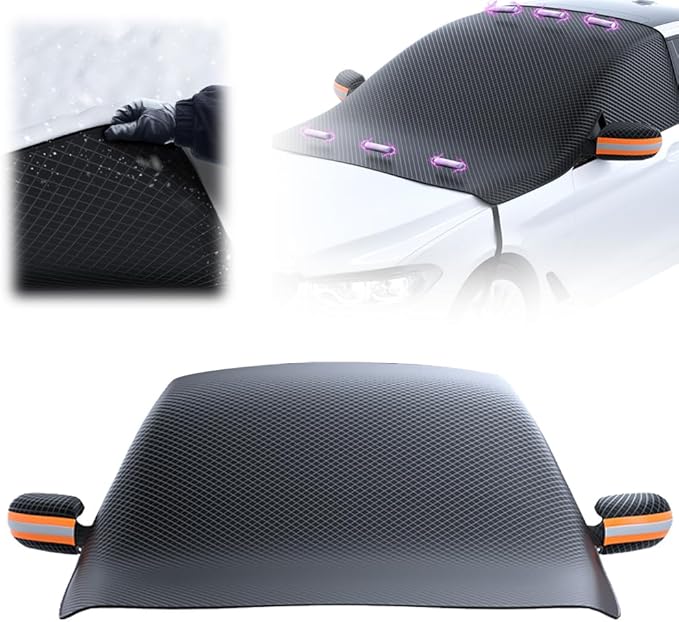 All Seasons Sunshade Ice Cover, 2025 New Magnetic Car Windscreen Cover, Heavy Duty Automotive Windshield Cover for SUV and Sedan (1 * Orange)