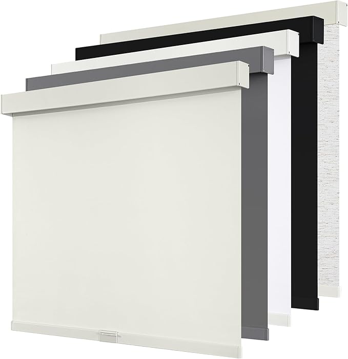 Cordless Blackout Roller Shades Blinds for Windows Free-Stop,Pull Down Room Darkening with Valance,Thermal Insulated Woven Fabric Window Door Blinds for Home,Office,Beige 34.5" W x 72" H