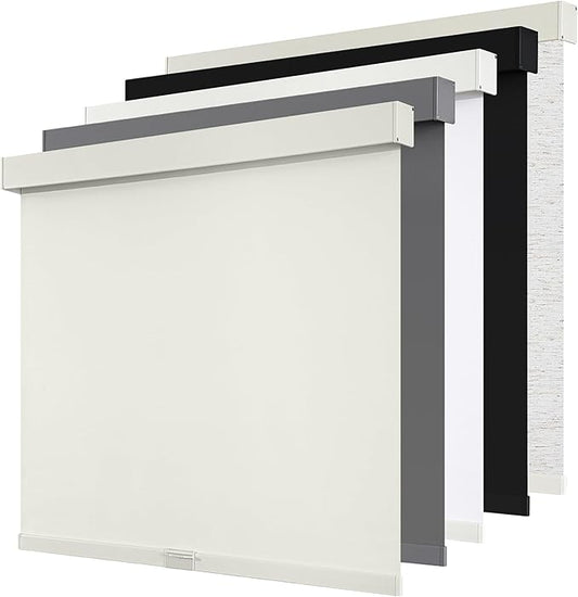 Cordless Blackout Roller Shades Blinds for Windows Free-Stop,Pull Down Room Darkening with Valance,Thermal Insulated Woven Fabric Window Door Blinds for Home,Office,Beige 36" W x 72" L