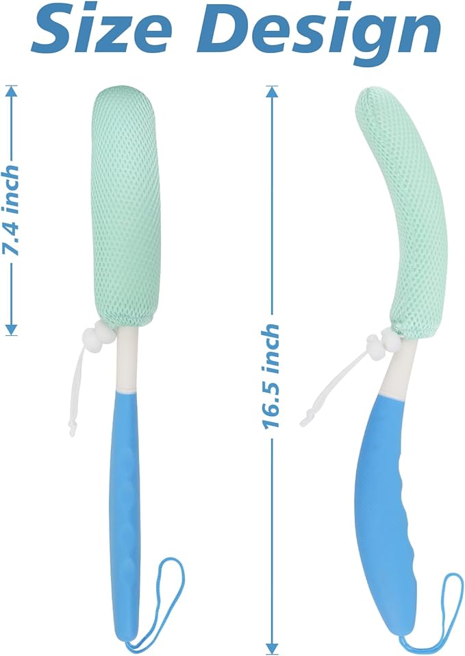 Shower Back Brush with Long Handle, 15.35" Body Brush, Long Handled Sponge Body Exfoliator, Loofah Back Scrubber for Men Women, Aid Bathing