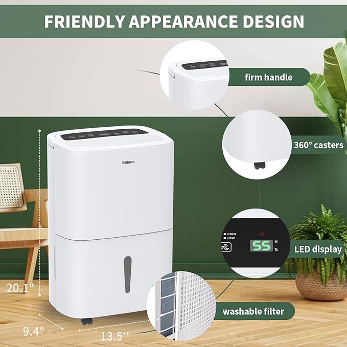 150 Pint Energy Star Dehumidifier with Pump and WIFI for Large Room/Basement (7,000 Sq.Ft) - Auto Drain Hose, Continuous Drainage, Auto Defrost - Quiet for Bedroom, Bathroom, Home & Commercial Use