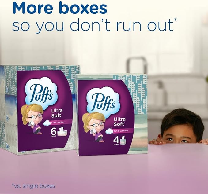 Puffs Ultra Soft Non-Lotion Facial Tissues, 1 Cube, 48 Tissues Per Box