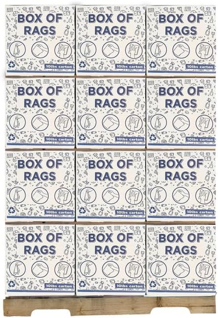 Recycled White Terry Cloth Rags (600 lbs Pallet - 60x10 lbs. Box) - High Absorbent Terry Towel Cleaning Rags for Cleaning House, Industrial & Workshops, Bulk Shop Rag