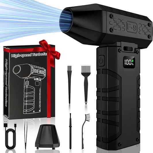 Compressed Air Duster 130000RPM Electric Duster with LED Light, 100 Gear Adjustable Rechargeable Cordless Air Blower Cleaning Tool for Keyboard,Electronic Devices,Car, Christmas Gifts for Men (Black)