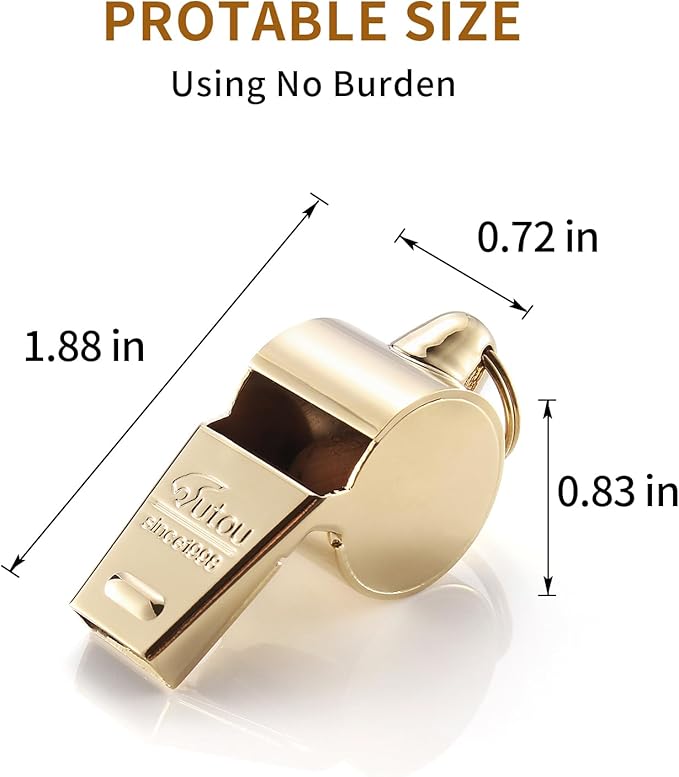 HUTOU L4820 Whistle, Brass Coach Sports Whistle with Lanyard, Loud Crisp Sound Whistle Ideal for Coaches, Referees, and Officials
