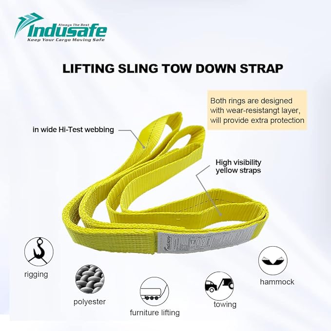 2 Pack 1" x6' Lift Sling Straps 3200 Pound Capacity Heavy Duty Lifting Slings Web Sling Tree Saver Recovery Strap Web Sling Winch Strap