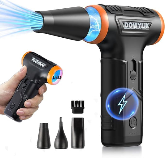 Canned Air Duster for Computers, 220000RPM Compressed Air, Stepless Electric Air Duster with LED, Compressed Air Can Replacement Air Blower for Car, PC, Electronics