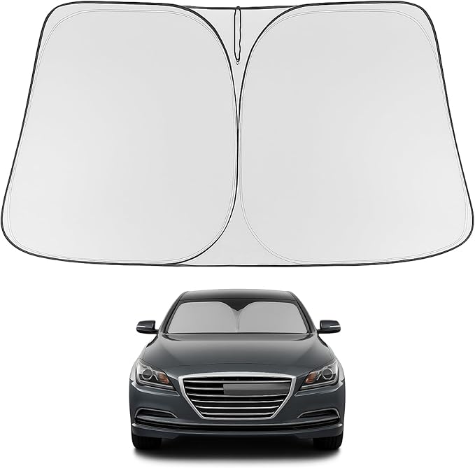 Proadsy 2025 Upgrade Windshield Sun Shade Custom Fit 2015 2016 Hyundai Genesis Foldable Front Sunshade Protector Sun Visor Blocks UV Rays Keep Car Cooler
