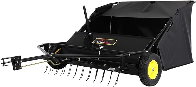 Brinly STS-42BHDK-A 42" Tow-Behind Lawn Sweeper with Dethatcher and Hamper Windscreen