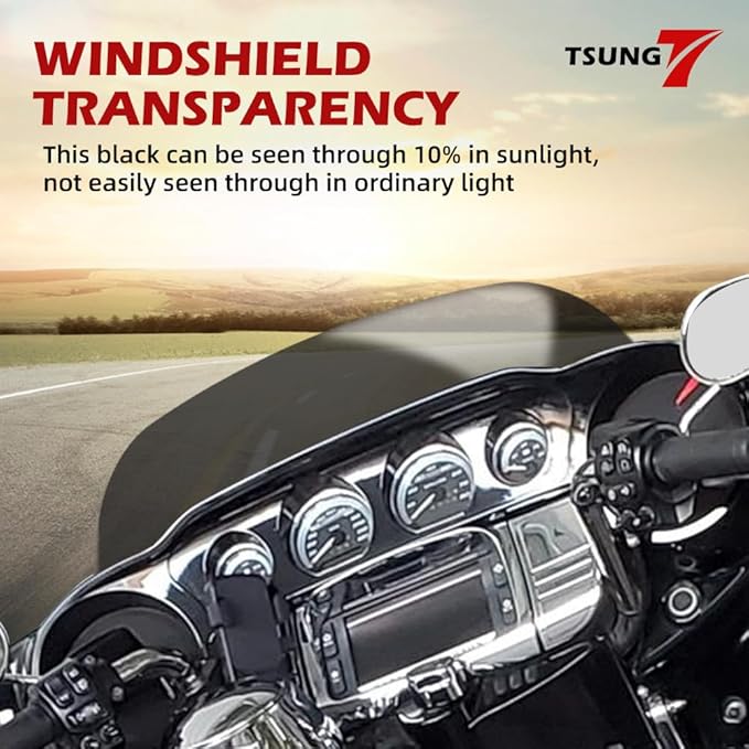 TSUNG 4.5" Black Round Windshield Batwing Windscreen Fit for 1996-2013 Touring-Style & Bagger-Style Motorcycles (Fit 96-13 Black, 4.5inch)