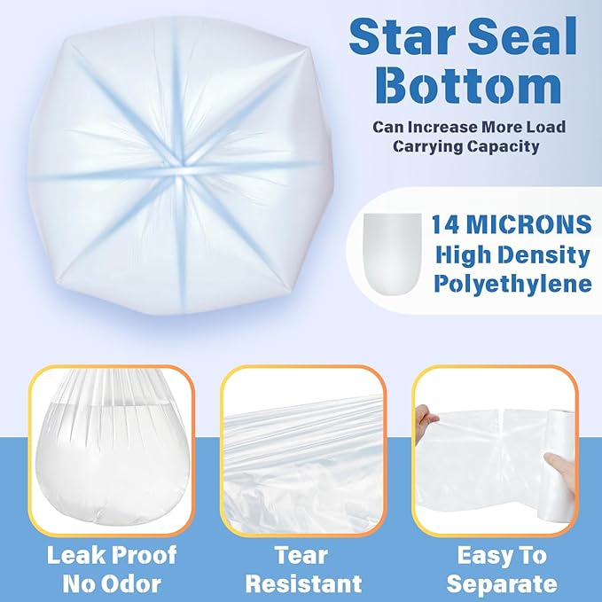 30 33 40 Gallon Clear Trash Bags, 260 Count High Density Garbage Bags, Made in USA, Recycling Trash Can Liners, Puncture-Resistant Plastic Waste Bags for Kitchens Yards Offices Commercial