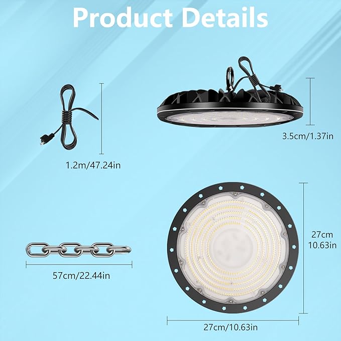 200W 20000LM UFO LED High Bay Light, Non-Dim High Bay LED Shop Light, 6000K Commercial Lights, IP65 Waterproof Industrial Bay Lighting for Shop/Garage/Warehouse/Workshop/Factory/Barn, 6 Pack