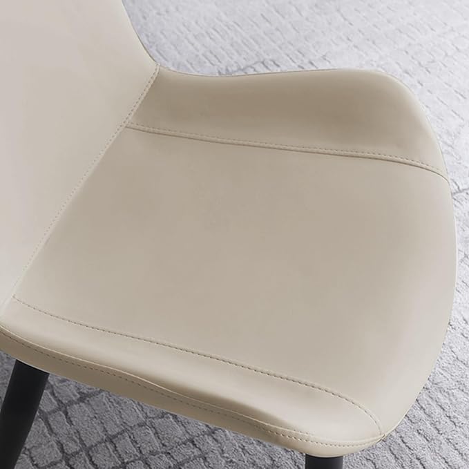 Dining Chairs, Modern PU Leather Dining Room Chair with Sturdy Metal Legs, Upholstered Seat Dinner Chairs Accent Side Chairs for Indoor Kitchen Living Room (Light Grey, Set of 2)