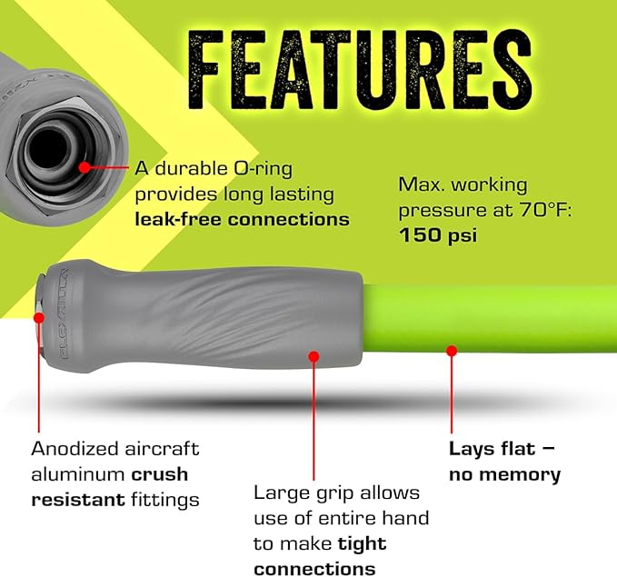Flexzilla Garden Hose with SwivelGrip, 5/8 in. x 50 ft., Lightweight All-Weather Water Hose, Durable and Flexible, Leak-Free Connections